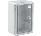 Caja eléctrica vacía de abs impermeable con puerta transparente, placa de montaje galvanizada y sistema de cierre seguro - al. 30 x an. 20 x pr. 13 cm