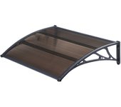 Toldo para puerta de entrada diseño marquesina para recepción resistente a la intemperie 100 x 100 cm negro marrón 03_0006379