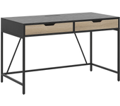 Beliani escritorio negro/madera clara 120 x 60 cm jena