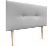 Dhome cabecero de polipiel liso con botones y patas tapizado de alta gama cabezal lujo cama dormitorio moderno acolchado (gris claro, 105cm)