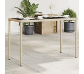 Mesa de jardín con tapa de cristal beige 115x54x74 cm polirratán