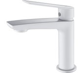 Mice - grifo de lavabo, monomando griferia de baño, mezclador baño agua fria / caliente color blanco mate