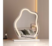 Emke espejo de maquillaje iluminado con interruptor táctil de 3 colores regulable 360° de rotación - marco blanco 58 x 45 cm