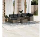 Conjunto de muebles de jardín vidaxl de 8 piezas con cojines grises de mimbre