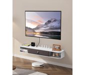 Vevor mueble tv flotante 120 cm, consola de pared con pasacables, estante moderno, almacenamiento, paneles partículas, para dvd, decodificador, juegos
