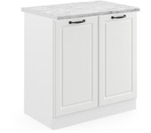Vicco armario bajo para fregadero r-line, blanco casa de campo, 80 cm , et mármol