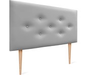 Dhome cabecero de polipiel con 3 hileras intercaladas de botones y patas cabezal tapizado cama lujo (gris claro, 105cm)
