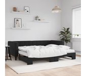 Sofá cama con nido y colchón de terciopelo negro 90x200 cm
