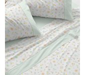 Juego de sábanas burrito blanco diseño 538 , 50% algodón- 50% poliéster ancho de 105 cm en color menta