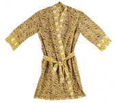 3x kimono ocre con flor roja, talla única