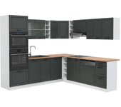 Vicco cocina esquinera r-line, antracita casa de campo/blanco, 237 x 247 cm , et roble