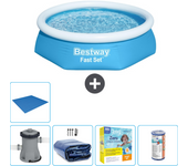 Paquete de piscina - bestway - alrededor - 244x244x61 cm + accesorios cb16