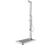 Maison exclusive - ducha de jardín con base gris 225 cm acero inoxidable