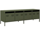 Mueble tv | mueble de salón acero laminado en frío verde oliva 135x39x43,5 cm cfw61798