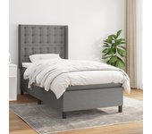 Cama con somier y colchón gris oscuro 90x190 cm tela