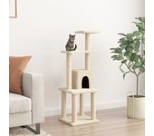 Rascador para gatos con postes de sisal crema 105 cm