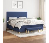 Cama con somier y colchón azul 180x200 cm tela