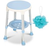 Taburete de ducha estable antideslizante con estante silla de ducha giratoria de 360°