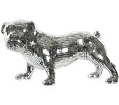 Figura resina 45,5x21,5x25 bulldog espejo plateado