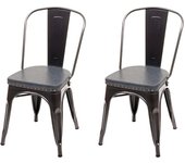 Juego de 2 silla de comedor hwc-h10e, silla de cocina chesterfield metal piel sintética gastronomía industrial ~ negro-gris
