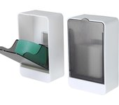 Jabonera de pared con tapa, 2 unidades, autodrenante, para fregadero, impermeable, color blanco, incluye adhesivo.