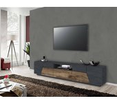 Jacopo mueble para tv, aparador bajo de salón, base para mueble para televisión, 100% made in italy, 220x43h46 cm, pizarra y arce