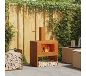 Vidaxl hoguera con chimenea 60x40x96 cm acero envejido