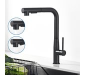 Mezclador cocina negro con ducha extraíble,inox,mezclador fregadero 2 modos jets agua caliente/fría,grifo telescópico para fregadero verduras