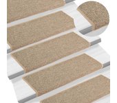 Alfombrilla autoadhesiva escalera 15 uds | alfombras de escalera | tapetes de escalera beige oscuro 65x21x4cm cfw310778