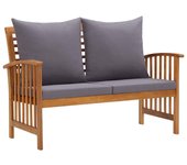 Banco de jardín con cojines 119 cm madera maciza de acacia