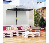 Sombrilla semicircular 2 x 2 m con soporte, impermeable para jardín, terraza, balcón, 100% poliéster, gris oscuro