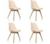 Silla de confidente scandi plástico beige juego de 4 hjh office