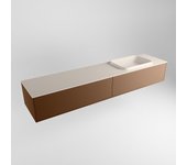 Mondiaz erin 200cm mueble de baño color rust con 2 cajones. con lavabo ridge derecho 1 orificio color linen