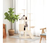 Rascador para gatos con postes de sisal crema 154 cm