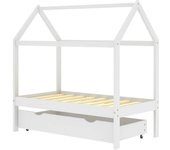 Estructura de cama infantil y cajón madera pino blanca 70x140cm