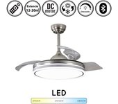 Ventilador de techo con luz silencioso dc con mando retráctil plus niquel 108 cm invierno-verano color luz regulable
