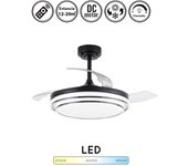 Ventilador de techo con luz silencioso dc con mando lander negro 106 cm invierno-verano color luz regulable