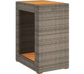 Mesa auxiliar jardín tapa madera ratán pe gris 60x40x75 cm