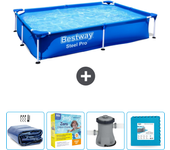 Paquete de piscina - bestway - rectángulo - 221x150x43 cm + accesorios cb7