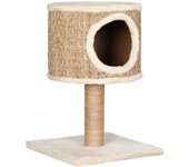 Árbol para gatos con casa y poste rascador 52 cm hierba marina
