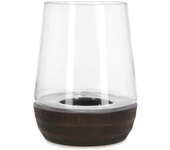 Portavelas dudhi marrón oscuro h 24cm fabricado con madera de mango y cristal hecho a mano. con posibles variaciones de color / ø18 x h 24cm
