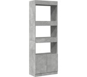 Aparador alto | aparador de comedor | armario de cocina madera de ingeniería gris hormigón 63x33x180 cm cfw80290