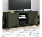 Mueble tv | mueble de salón acero laminado en frío verde oliva 100,5x39x43,5 cm cfw52459
