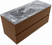 Mondiaz vica dlux 110cm mueble de baño color rust con 2 cajones. con lavabo cloud izquierda 1 orificio color lava