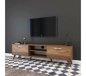 Mueble de televisión avir, aparador de salón, mueble bajo para tv, base de pared equipada, 180x35h49 cm, nuez