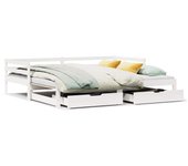 Sofá cama nido con cajones sin colchón blanco 80x200 cm