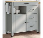 Carro de cocina monza 84x40x90 cm madera maciza de pino