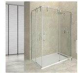 Mampara angular moving transparente cromado 100x80 cm