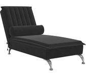 Tumbona | silla de jardín de masaje con cojín de terciopelo negro cfw56360