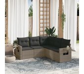 Conjunto de muebles de jardín vidaxl de 5 piezas con cojines grises de mimbre